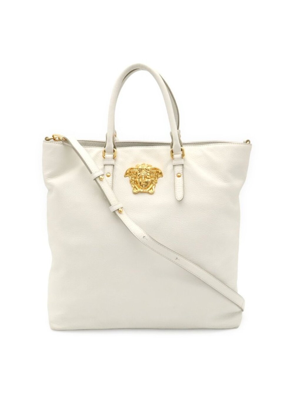 Versace Medusa Tote 2-Way Shoulder Bag White Gold